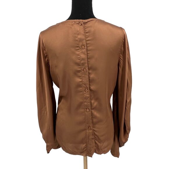 Young Fabulous & Broke Rosie Button Back Blouse In Burnt Sienna Workwear Med‎ - Picture 4 of 8